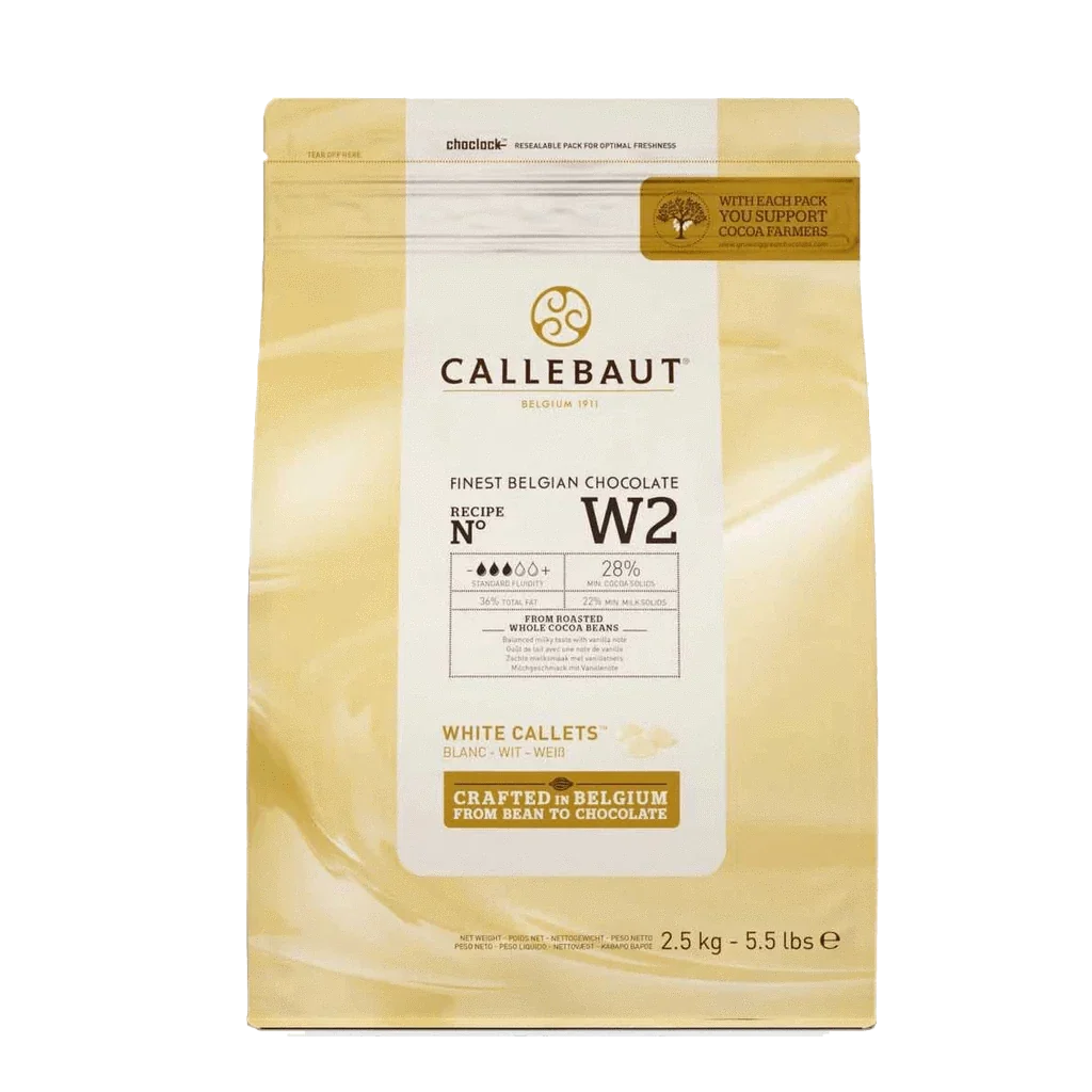 Ingredient illustration: Callebaut W2 White Chocolate Callets 28% - 5.5 lb. Not a photograph of the finished recipe.
