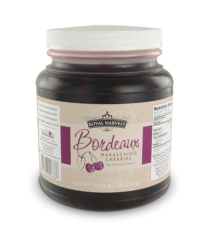 Royal Harvest Bordeaux Cherries with Stems - 72 oz Jar