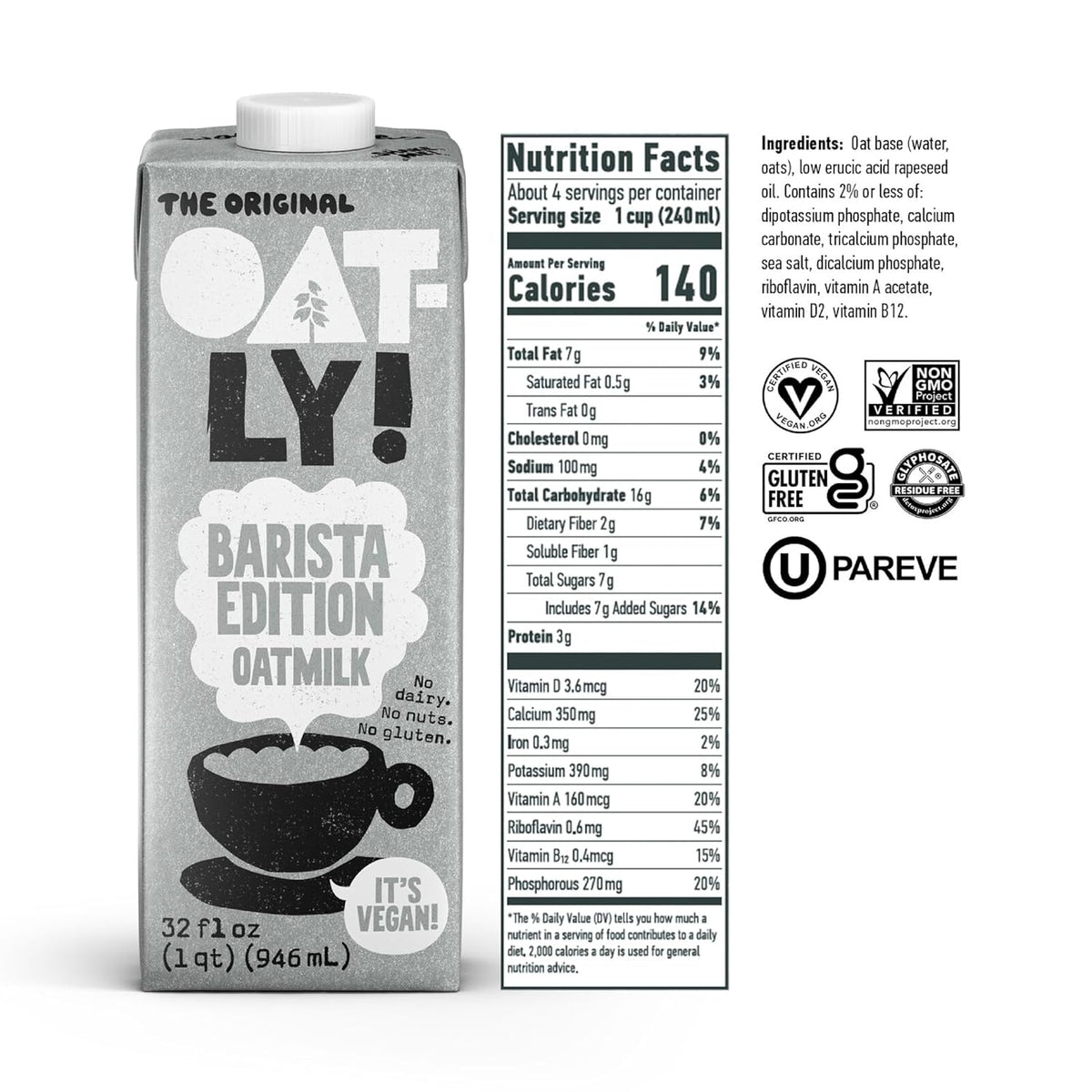 Oatly Barista Edition Oatmilk - 6 x 32 fl oz