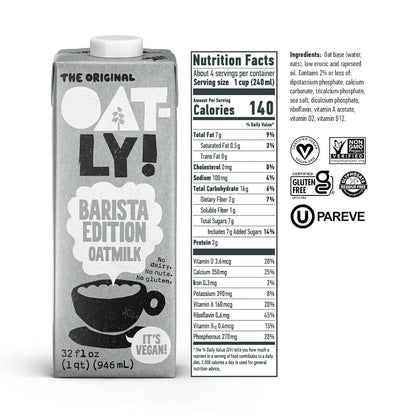 Oatly Barista Edition Oatmilk - 6 x 32 fl oz