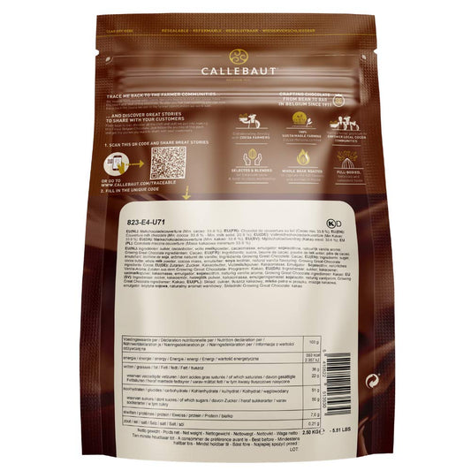 Callebaut 823 Milk Chocolate Callets 33.6% - 2.5 kg - View 2