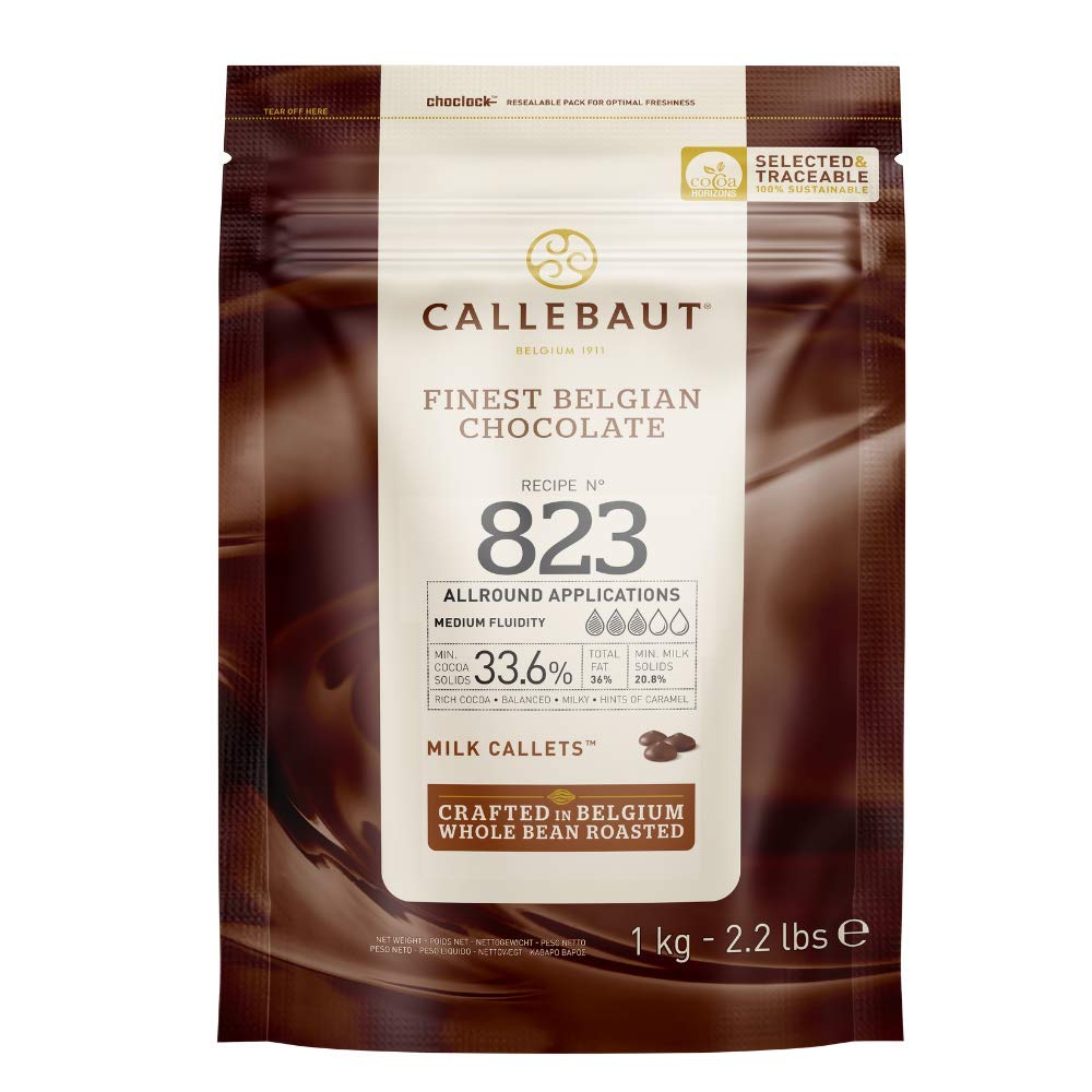 Callebaut 823 Finest Belgian Milk  Chocolate Callets Couverture 33.6% - 1Kg-2.2 lbs