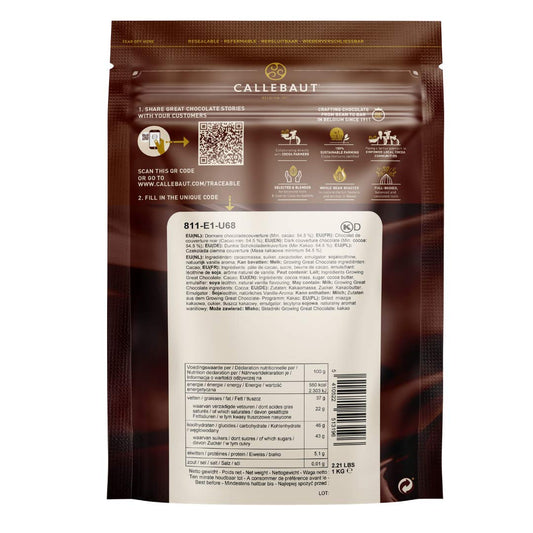 Callebaut 811 Dark Chocolate Callets 54.5% - 1 kg - View 2