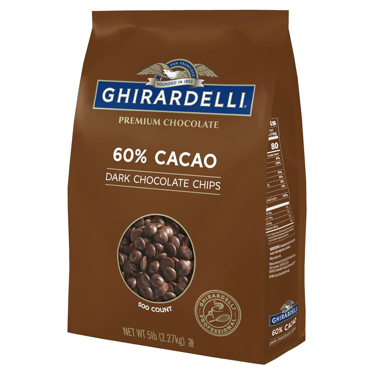 Ghirardelli 60% Cacao Bittersweet Chocolate Chips - 5 lb Bag