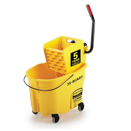 Rubbermaid WaveBrake 7580-88 Side-Press Mop Bucket & Wringer - 35 qt, Yellow - View 2