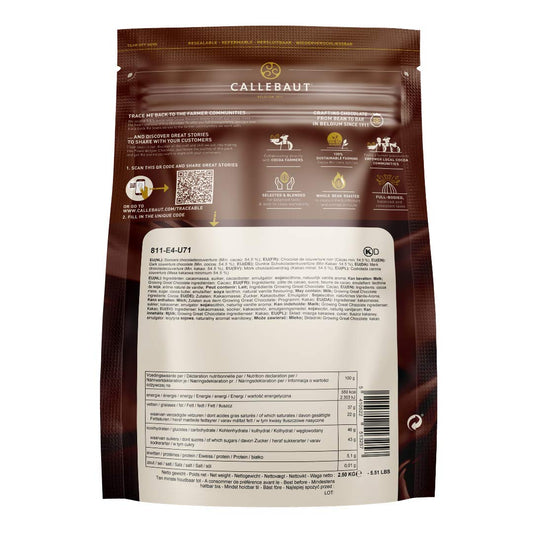 Callebaut 811 Dark Chocolate Callets 54.5% - 2.5 kg - View 2