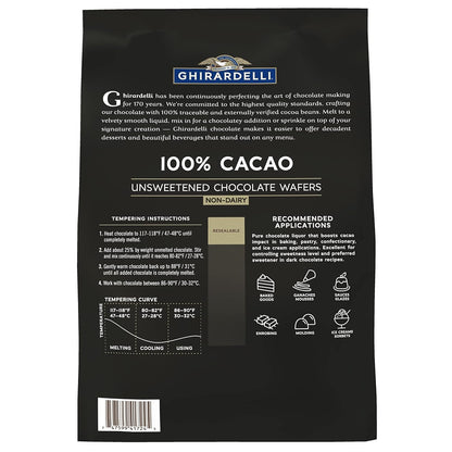 Ghirardelli 100% Unsweetened Chocolate Wafers - 5 lb Bag - View 2