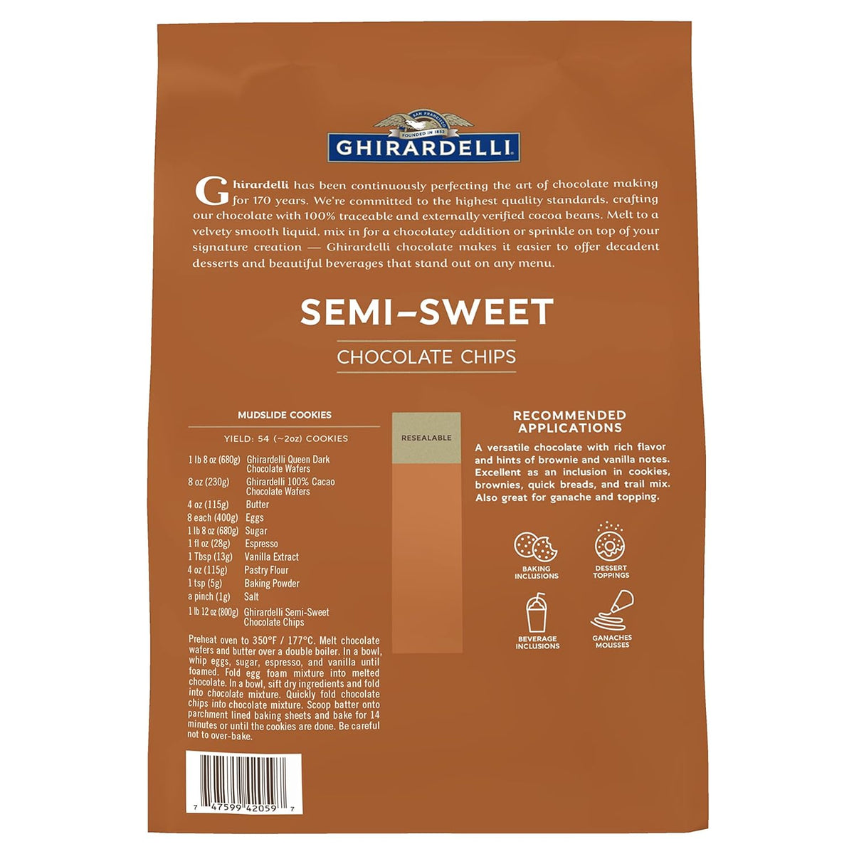 Ghirardelli Semi-Sweet Chocolate Chips - 5 lb Bag - View 2