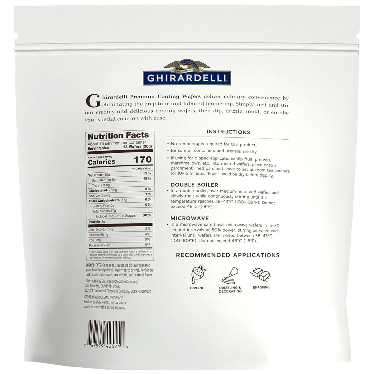 Ghirardelli Premium White Coating Wafers - 5 lb Bag - View 2