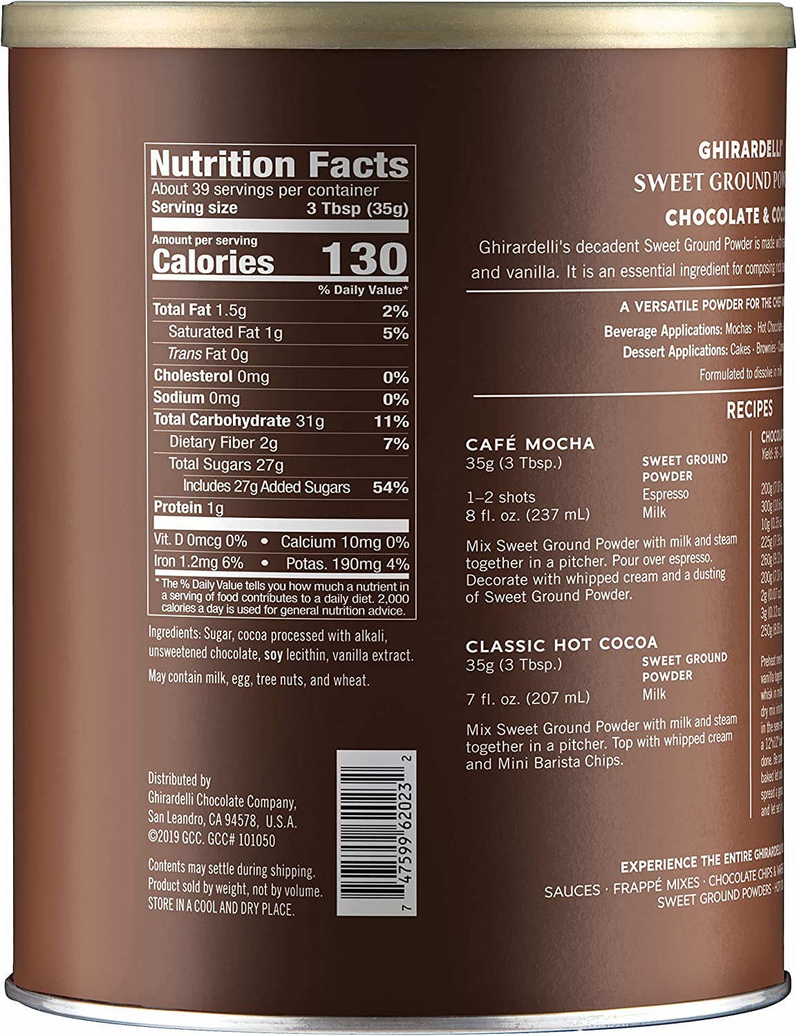 Ghirardelli Sweet Ground Chocolate & Cocoa Powder - 3 lb (48 oz) - View 2