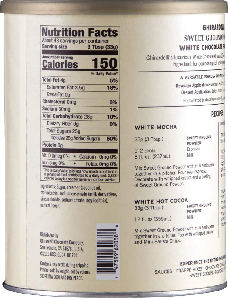 Ghirardelli White Chocolate Flavored Sweet Ground Powder - 50 oz (3.12 lb) - View 2