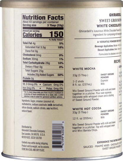 Ghirardelli White Chocolate Flavored Sweet Ground Powder - 50 oz (3.12 lb) - View 2